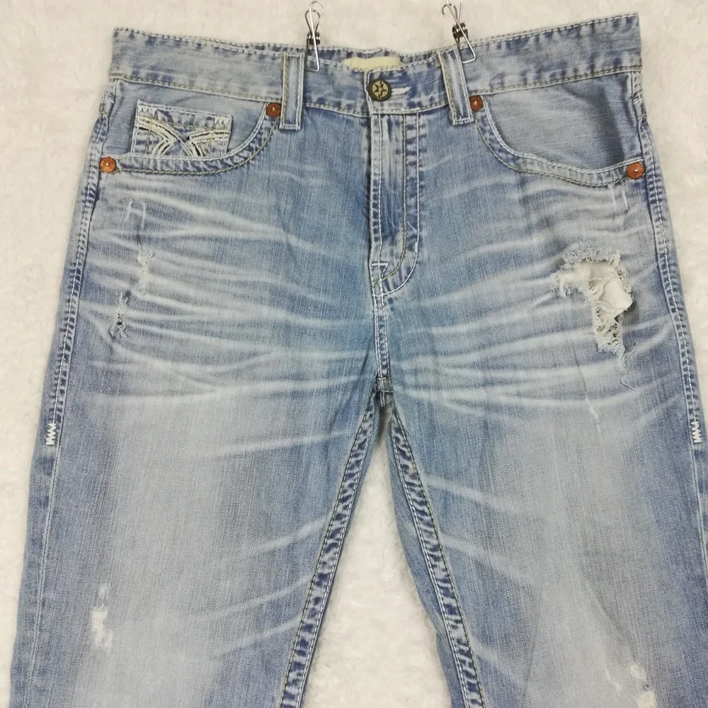 Big Star Mens Jeans Union Regular Straight Leg Blue Denim Light Wash Short 36S